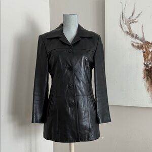 Danier Black Leather Coat for Women